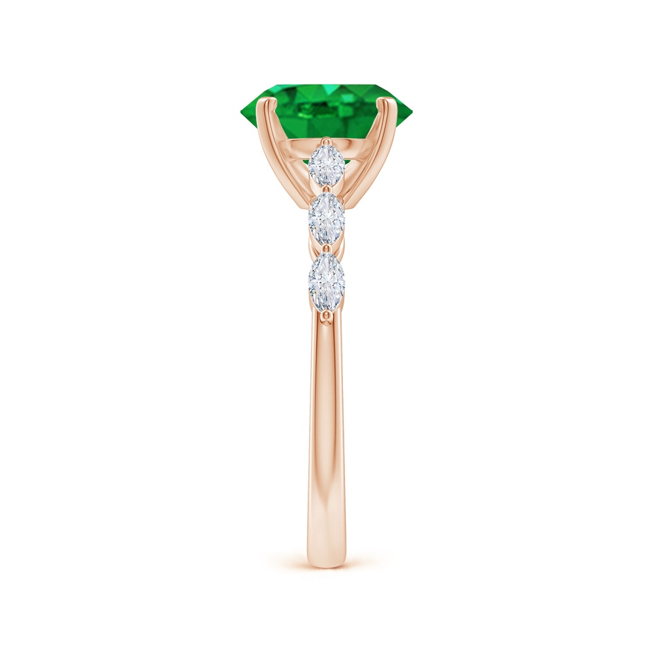 9x7mm AAA Oval Emerald Engagement Ring with Marquise Diamonds in 18K Rose Gold side 299