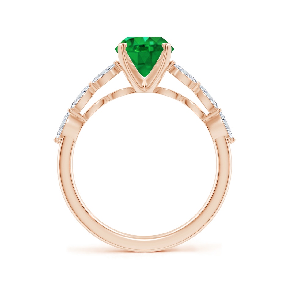 9x7mm AAA Oval Emerald Engagement Ring with Marquise Diamonds in Rose Gold side 199