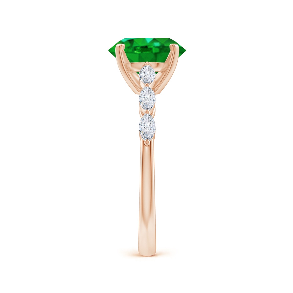 9x7mm AAAA Oval Emerald Engagement Ring with Marquise Diamonds in 18K Rose Gold side 299