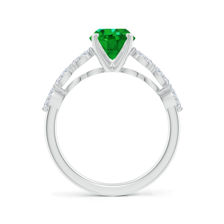 9x7mm AAAA Oval Emerald Engagement Ring with Marquise Diamonds in White Gold side 199