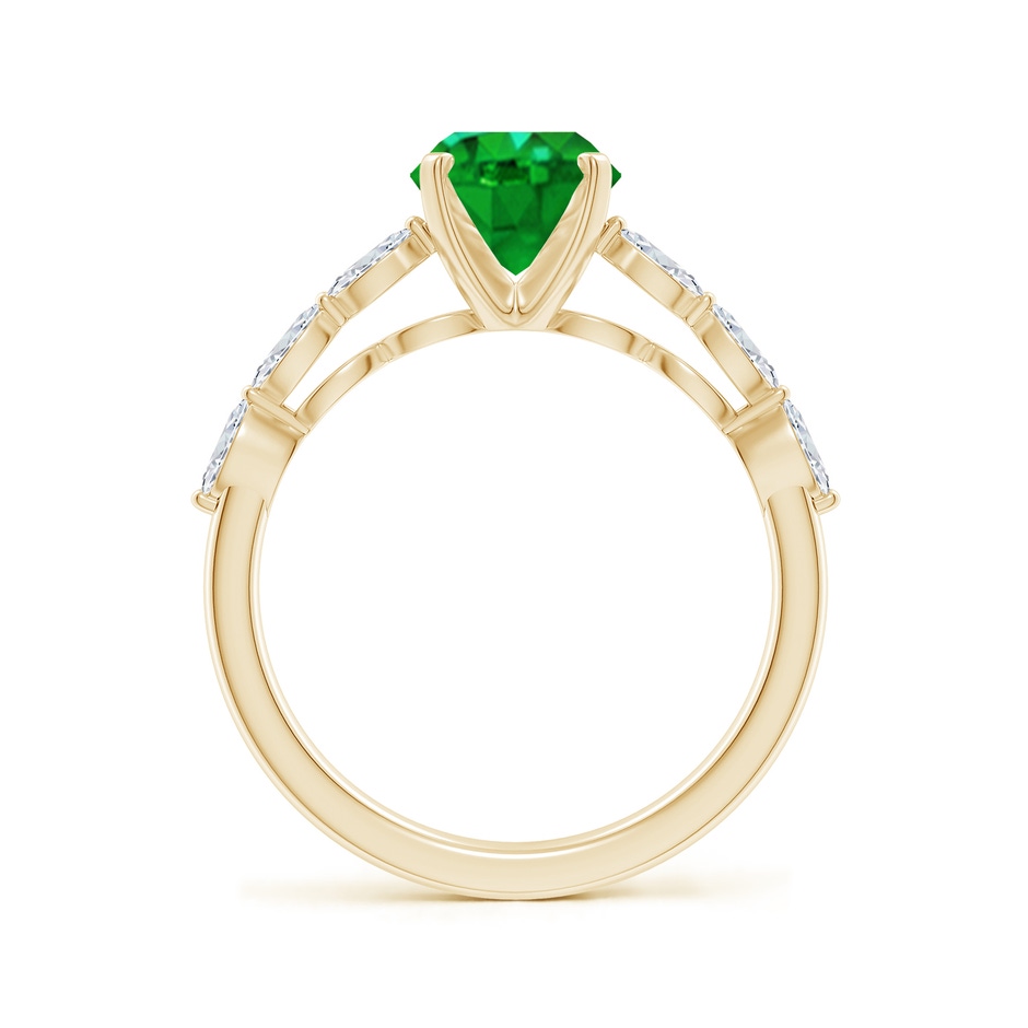 9x7mm AAAA Oval Emerald Engagement Ring with Marquise Diamonds in Yellow Gold side 199