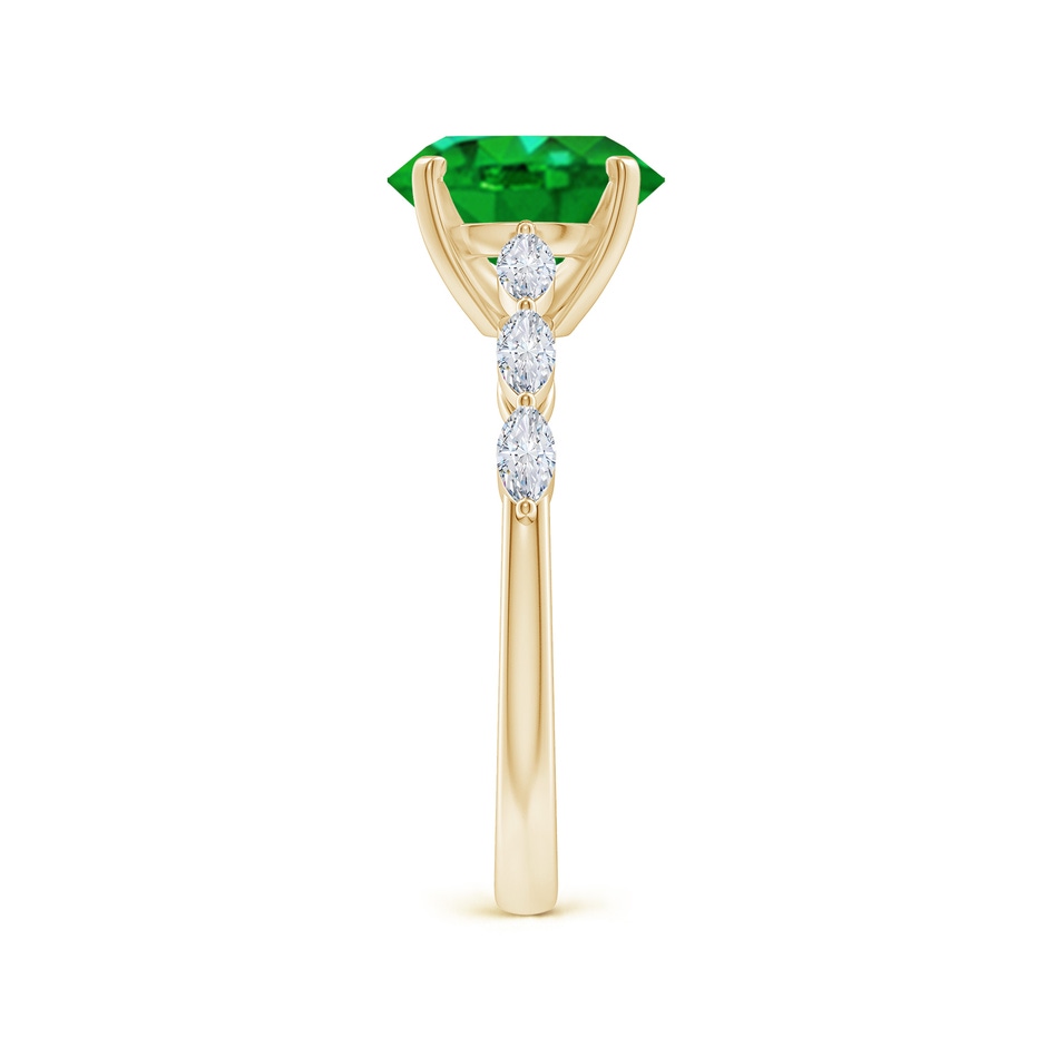 9x7mm AAAA Oval Emerald Engagement Ring with Marquise Diamonds in Yellow Gold side 299