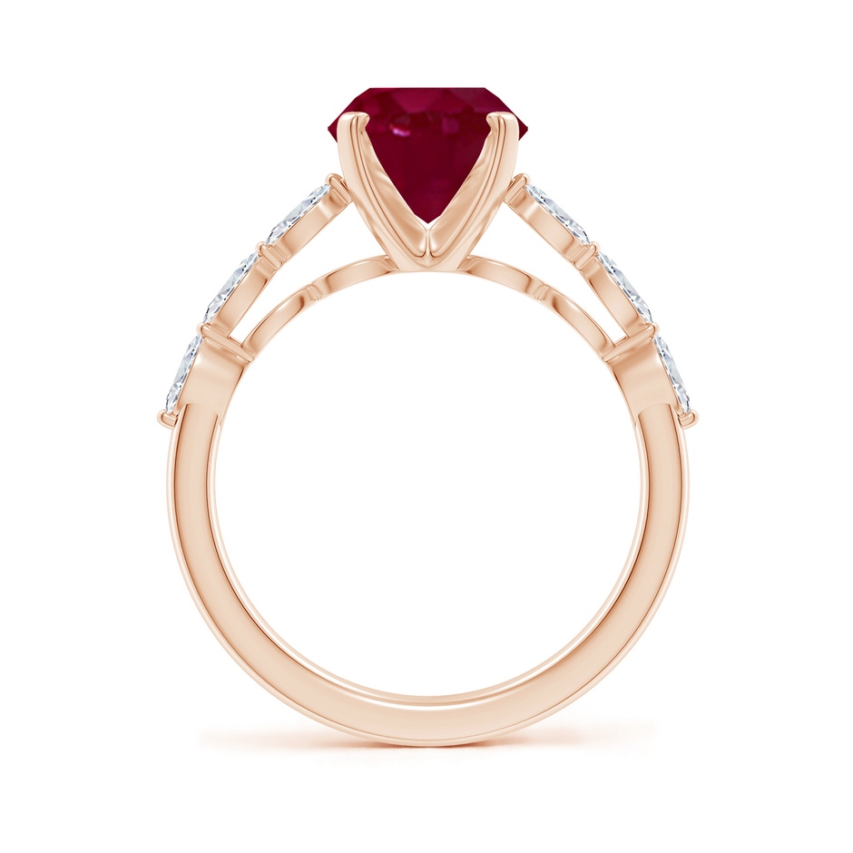 10x8mm A Oval Ruby Engagement Ring with Marquise Diamonds in Rose Gold side 199