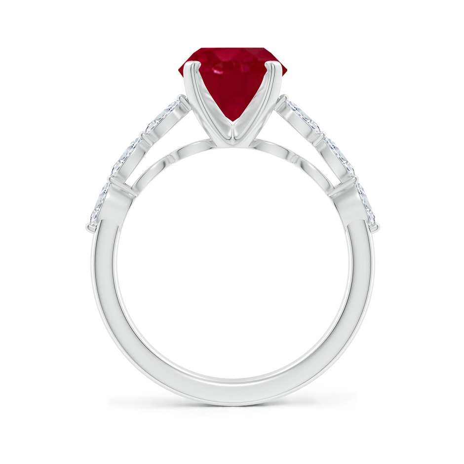 10x8mm AA Oval Ruby Engagement Ring with Marquise Diamonds in P950 Platinum side 199