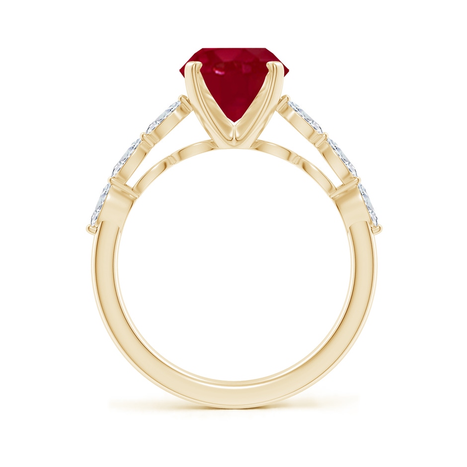 10x8mm AA Oval Ruby Engagement Ring with Marquise Diamonds in Yellow Gold side 199