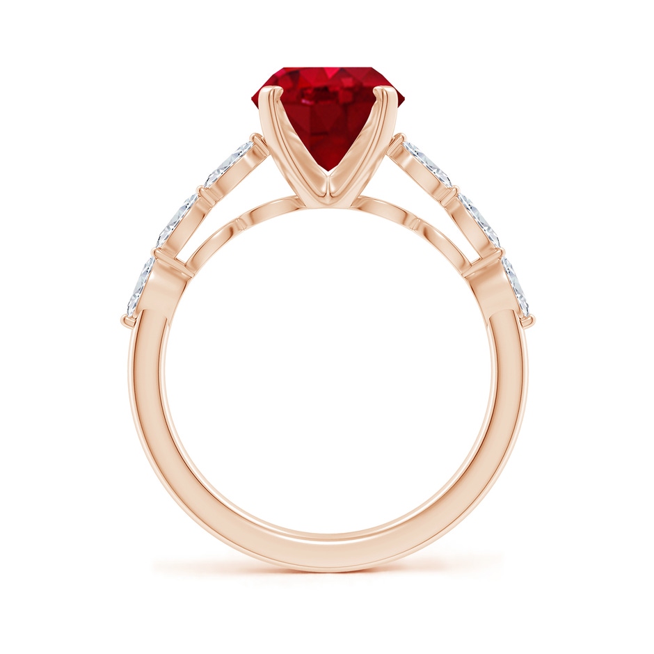 10x8mm AAA Oval Ruby Engagement Ring with Marquise Diamonds in 18K Rose Gold side 199