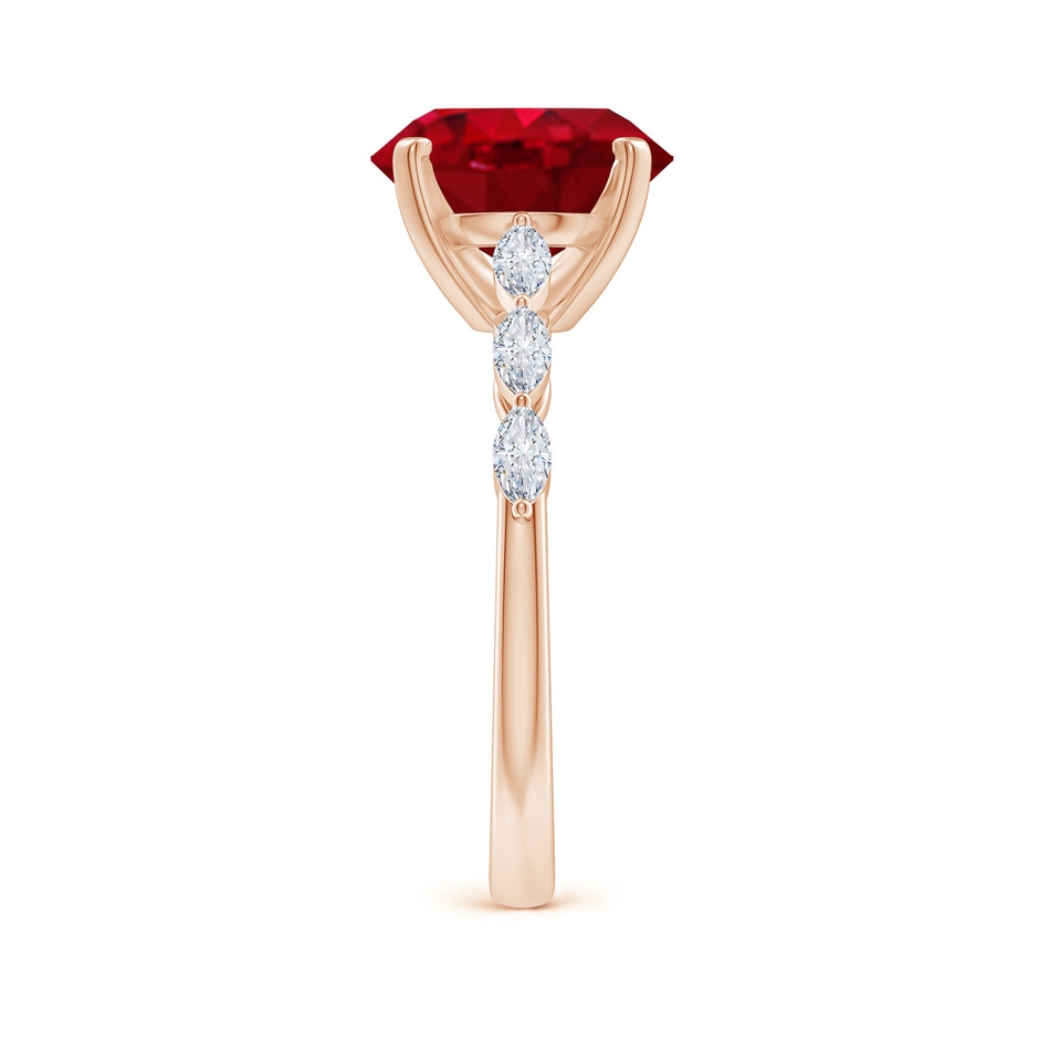 10x8mm AAA Oval Ruby Engagement Ring with Marquise Diamonds in 18K Rose Gold side 299
