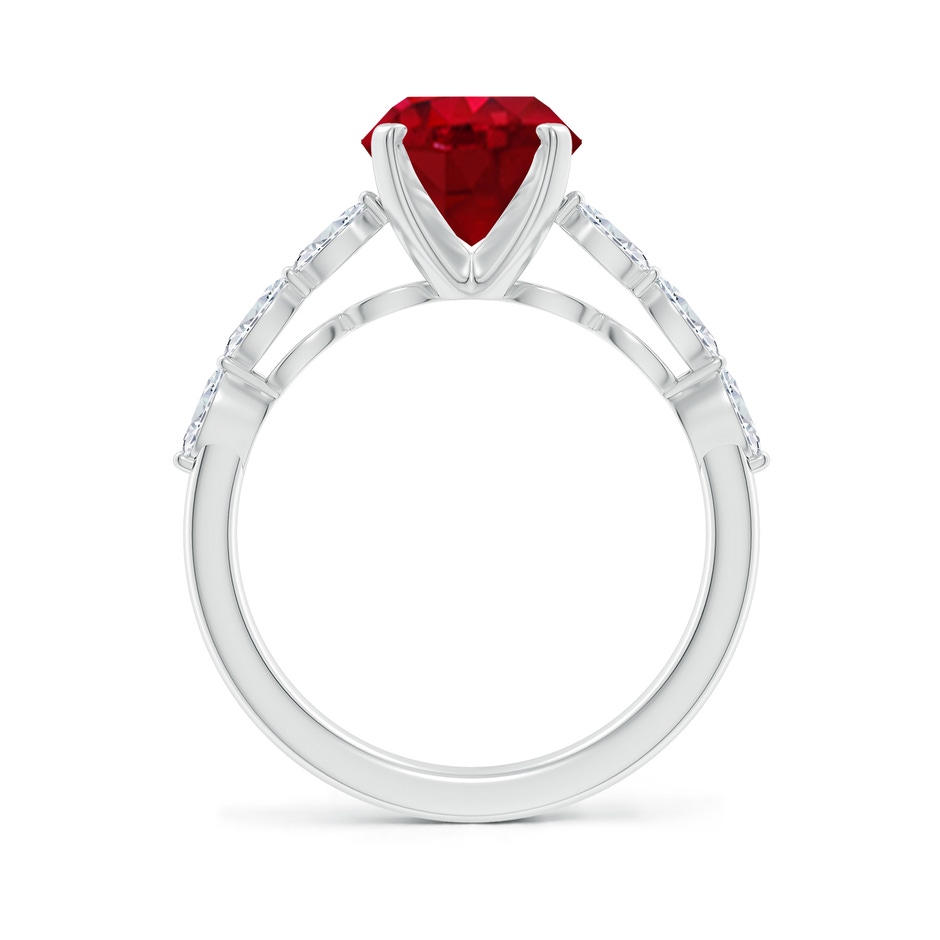 10x8mm AAA Oval Ruby Engagement Ring with Marquise Diamonds in P950 Platinum side 199
