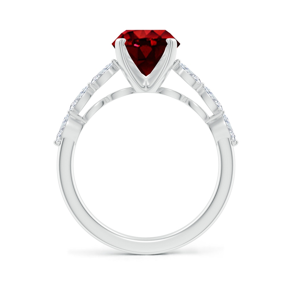 10x8mm AAAA Oval Ruby Engagement Ring with Marquise Diamonds in P950 Platinum - side 199