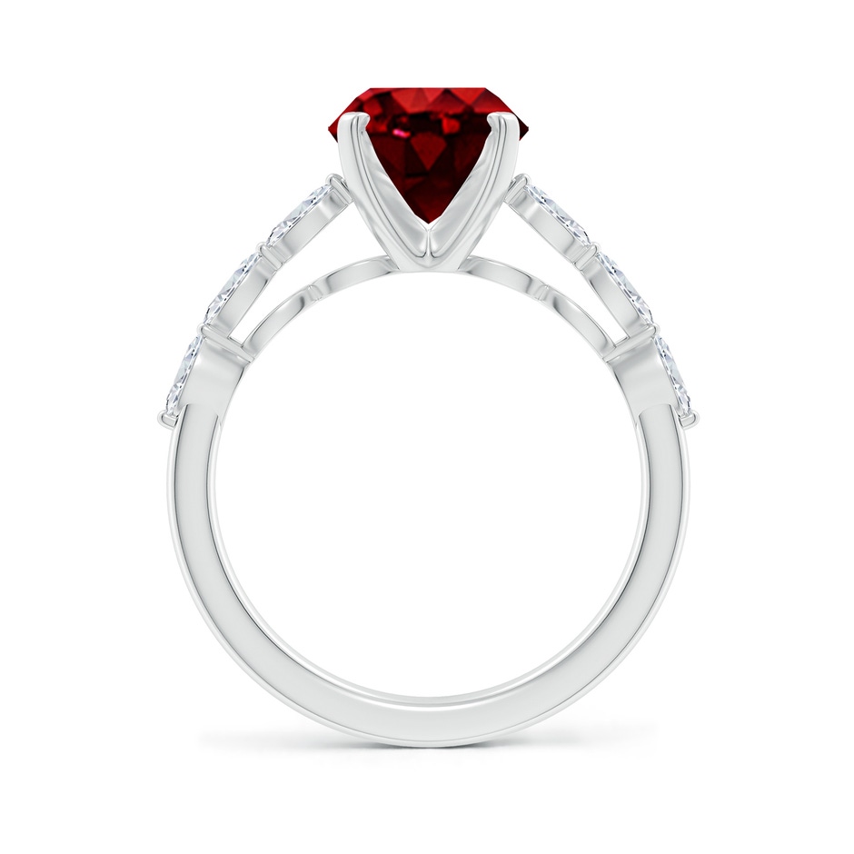 10x8mm AAAA Oval Ruby Engagement Ring with Marquise Diamonds in P950 Platinum side 199