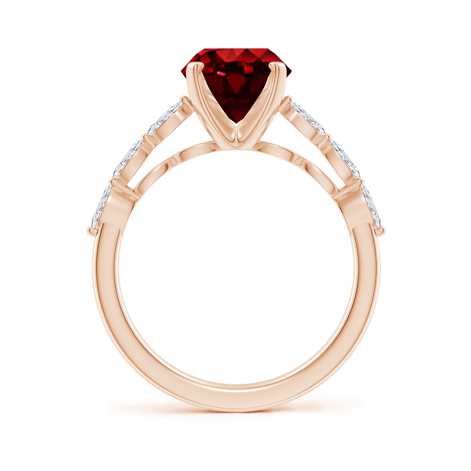 10x8mm AAAA Oval Ruby Engagement Ring with Marquise Diamonds in Rose Gold side 199