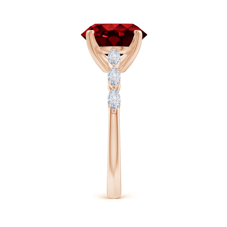 10x8mm AAAA Oval Ruby Engagement Ring with Marquise Diamonds in Rose Gold side 299