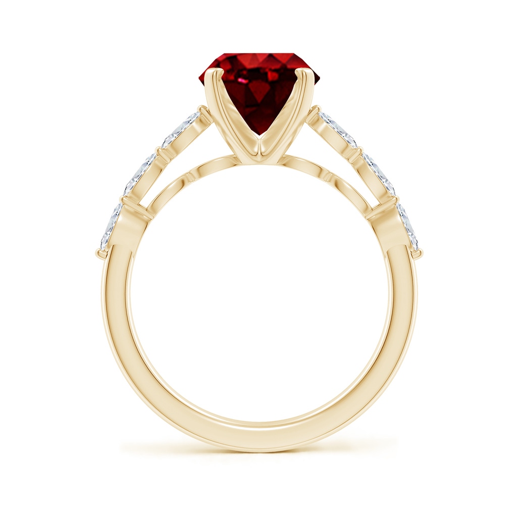10x8mm AAAA Oval Ruby Engagement Ring with Marquise Diamonds in Yellow Gold - side 199
