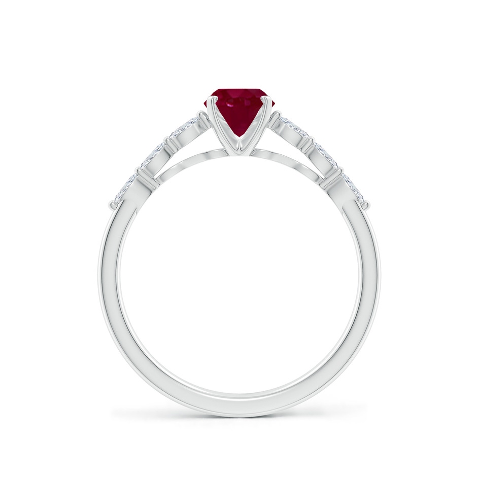 7x5mm A Oval Ruby Engagement Ring with Marquise Diamonds in 18K White Gold side 199