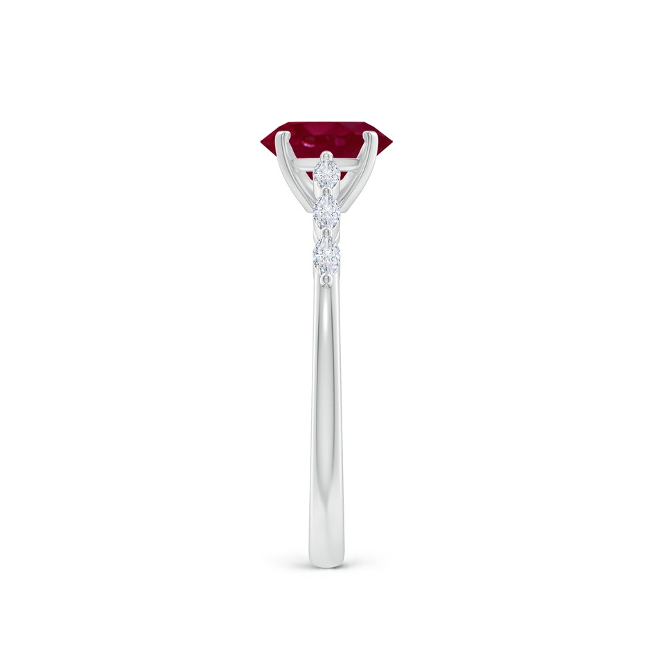 7x5mm A Oval Ruby Engagement Ring with Marquise Diamonds in 18K White Gold side 299
