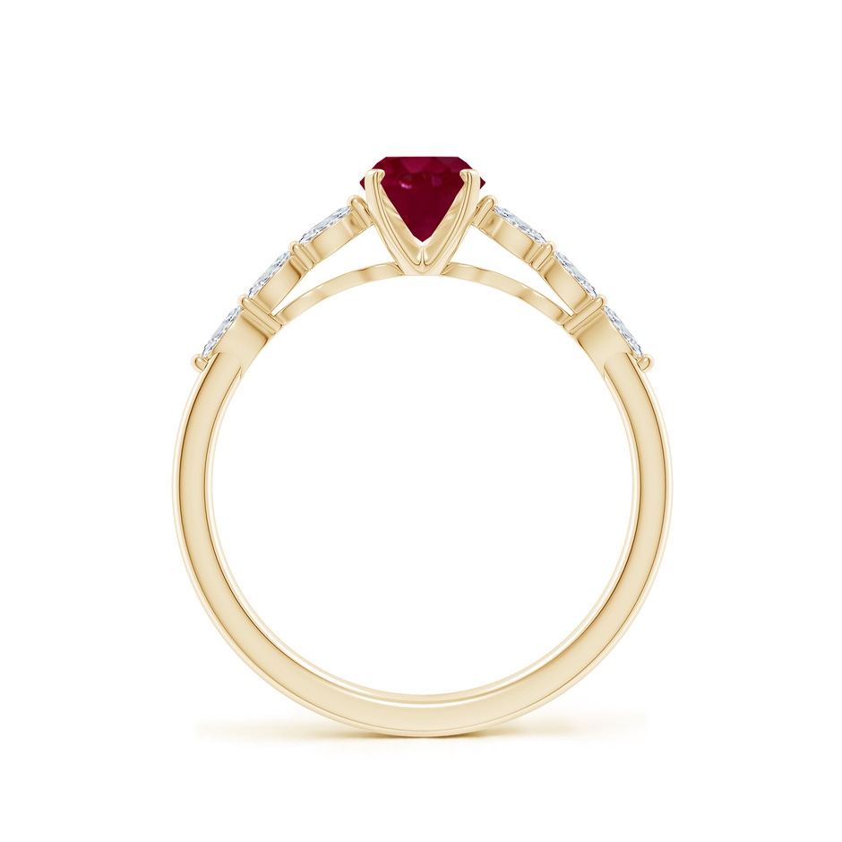 7x5mm A Oval Ruby Engagement Ring with Marquise Diamonds in 18K Yellow Gold side 199