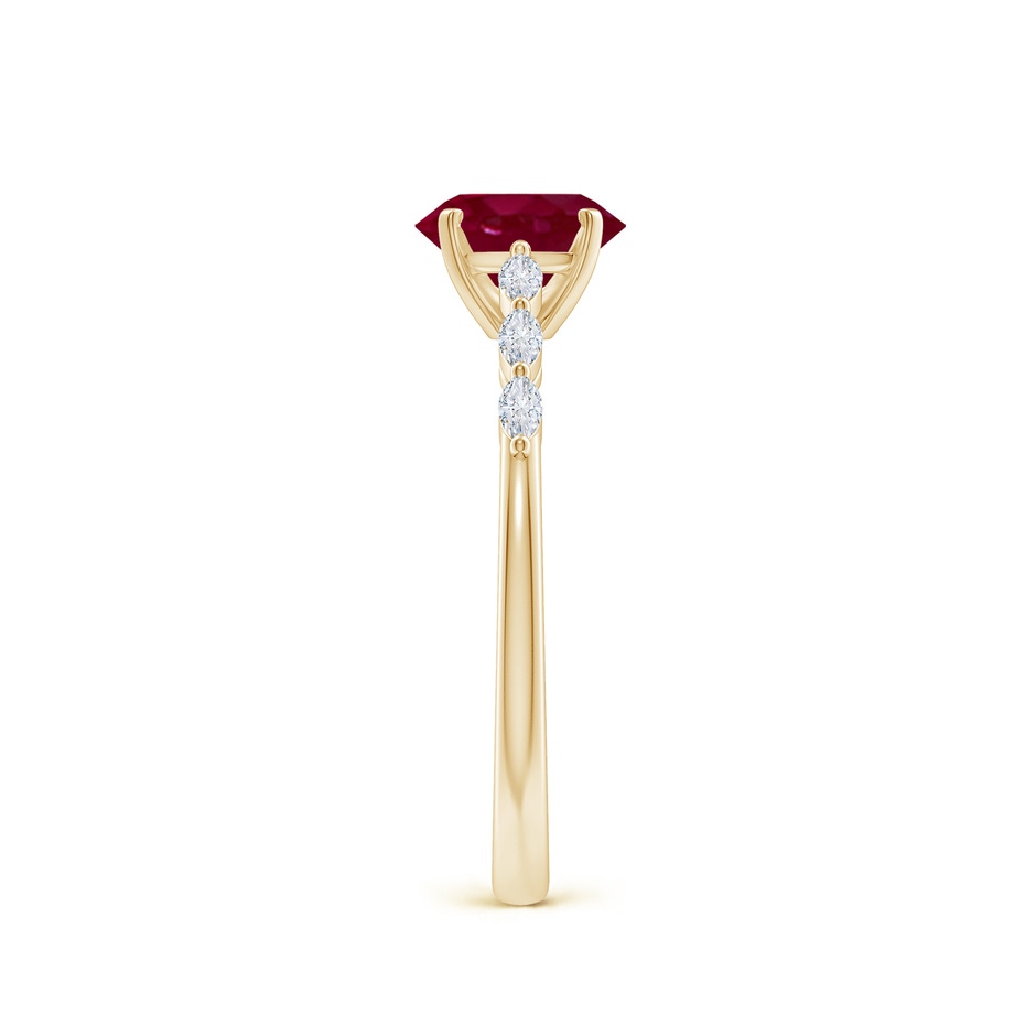 7x5mm A Oval Ruby Engagement Ring with Marquise Diamonds in 18K Yellow Gold side 299