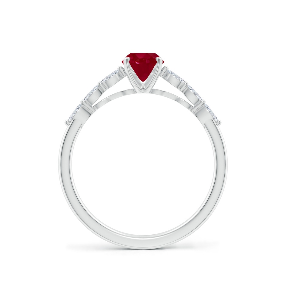 7x5mm AA Oval Ruby Engagement Ring with Marquise Diamonds in P950 Platinum side 199