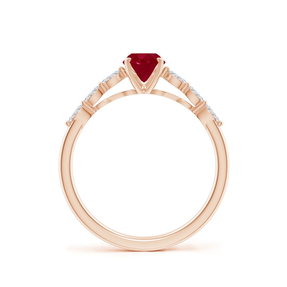 7x5mm AA Oval Ruby Engagement Ring with Marquise Diamonds in Rose Gold side 199