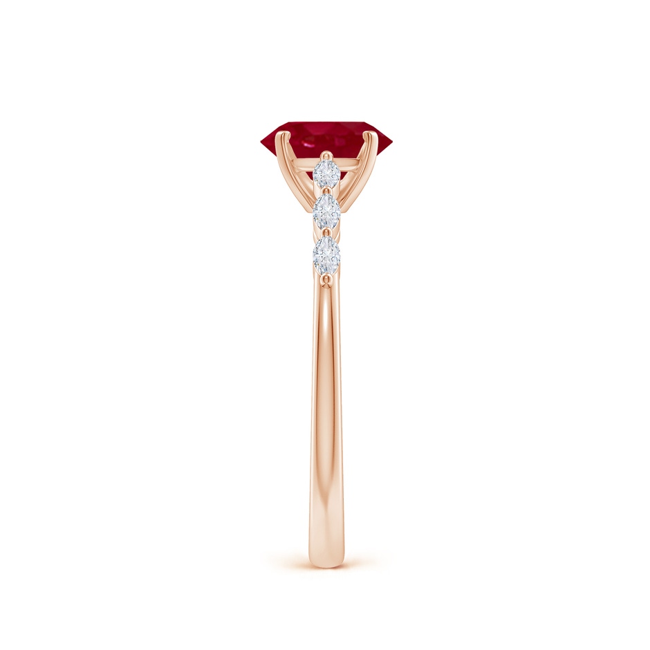7x5mm AA Oval Ruby Engagement Ring with Marquise Diamonds in Rose Gold side 299