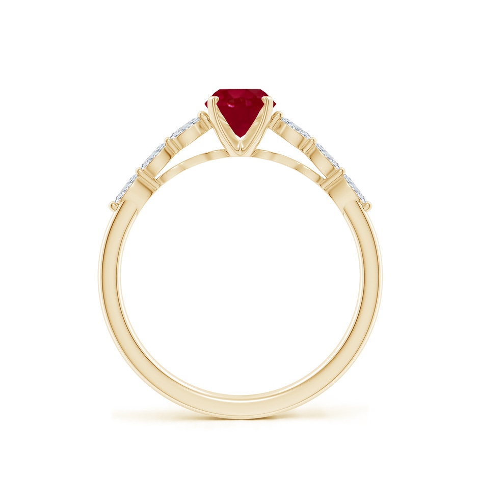 7x5mm AA Oval Ruby Engagement Ring with Marquise Diamonds in Yellow Gold side 199