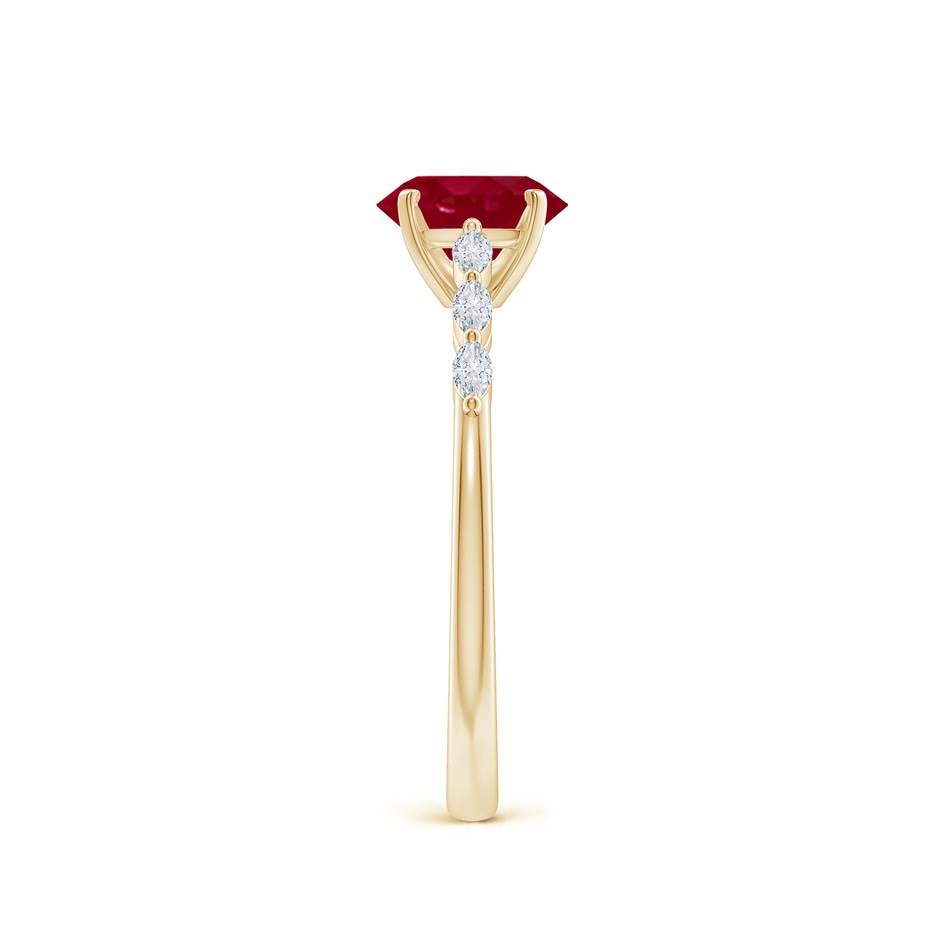 7x5mm AA Oval Ruby Engagement Ring with Marquise Diamonds in Yellow Gold side 299