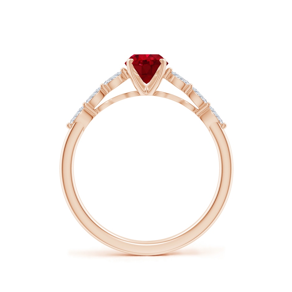 7x5mm AAA Oval Ruby Engagement Ring with Marquise Diamonds in Rose Gold side 199