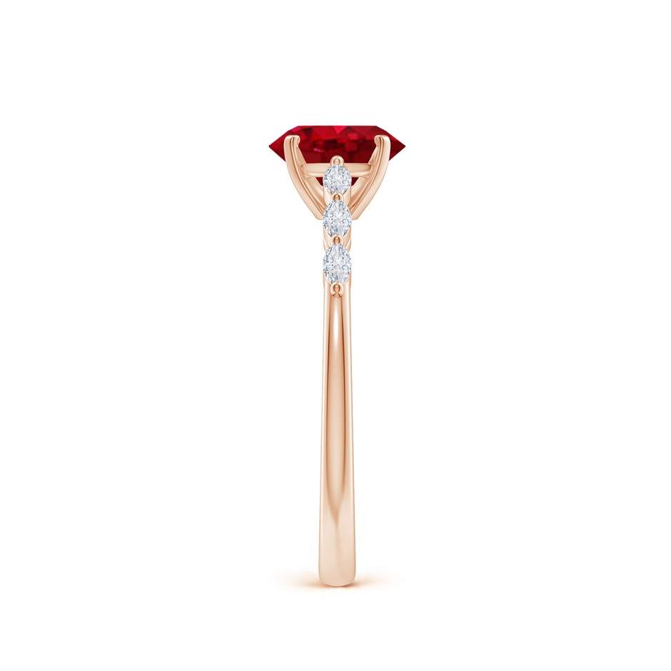 7x5mm AAA Oval Ruby Engagement Ring with Marquise Diamonds in Rose Gold side 299