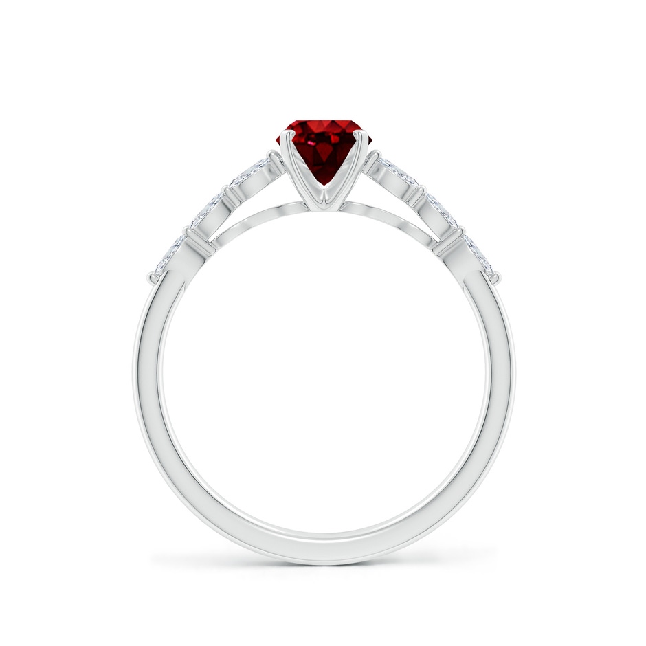 7x5mm AAAA Oval Ruby Engagement Ring with Marquise Diamonds in P950 Platinum side 199