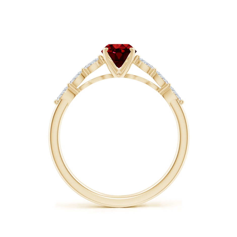 7x5mm AAAA Oval Ruby Engagement Ring with Marquise Diamonds in Yellow Gold side 199