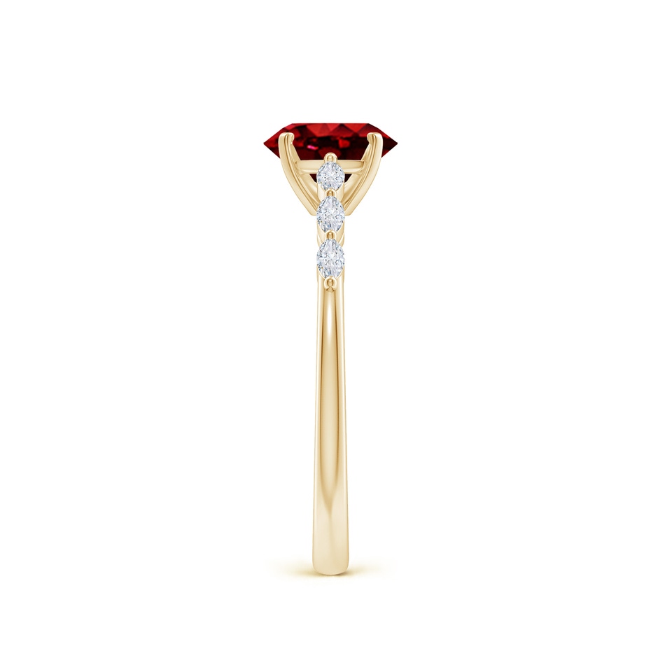 7x5mm AAAA Oval Ruby Engagement Ring with Marquise Diamonds in Yellow Gold side 299