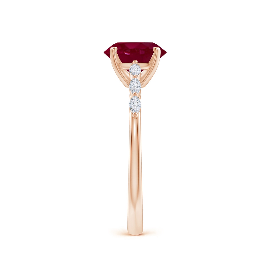8x6mm A Oval Ruby Engagement Ring with Marquise Diamonds in Rose Gold side 299