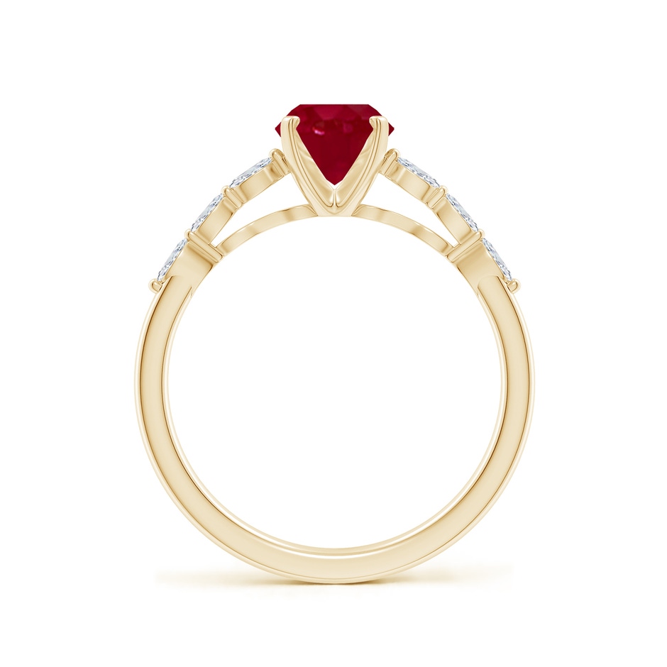 8x6mm AA Oval Ruby Engagement Ring with Marquise Diamonds in 18K Yellow Gold side 199