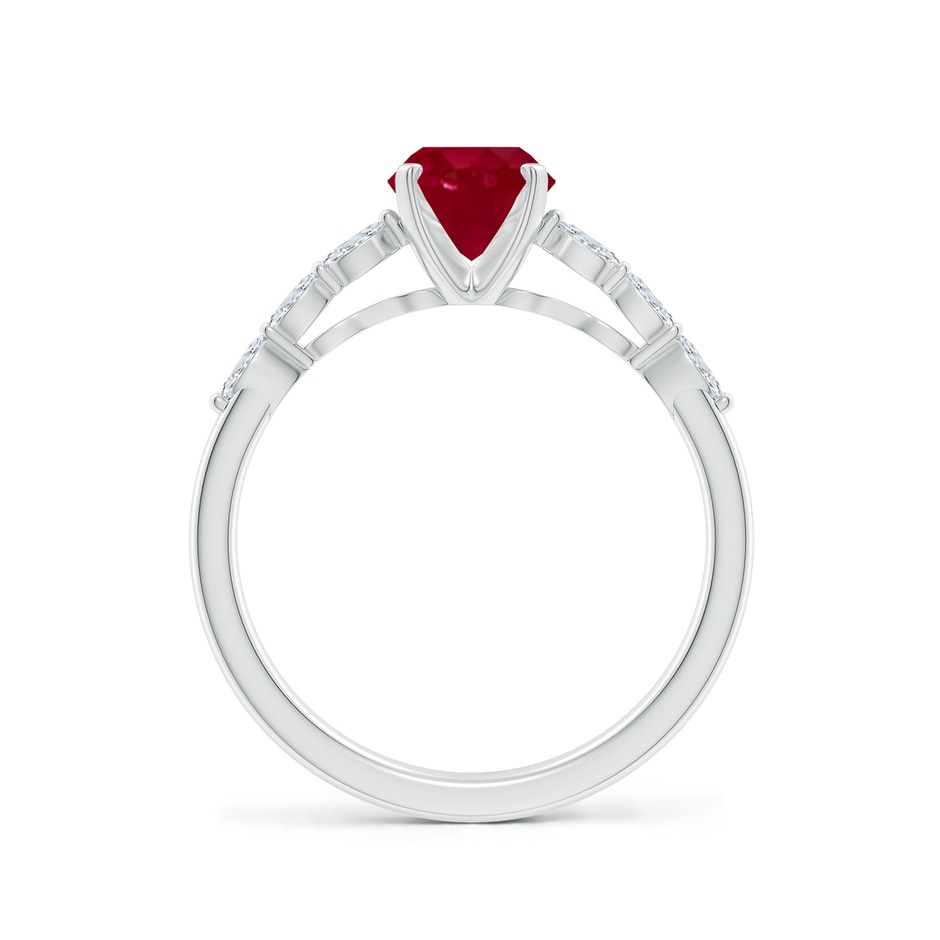 8x6mm AA Oval Ruby Engagement Ring with Marquise Diamonds in P950 Platinum side 199