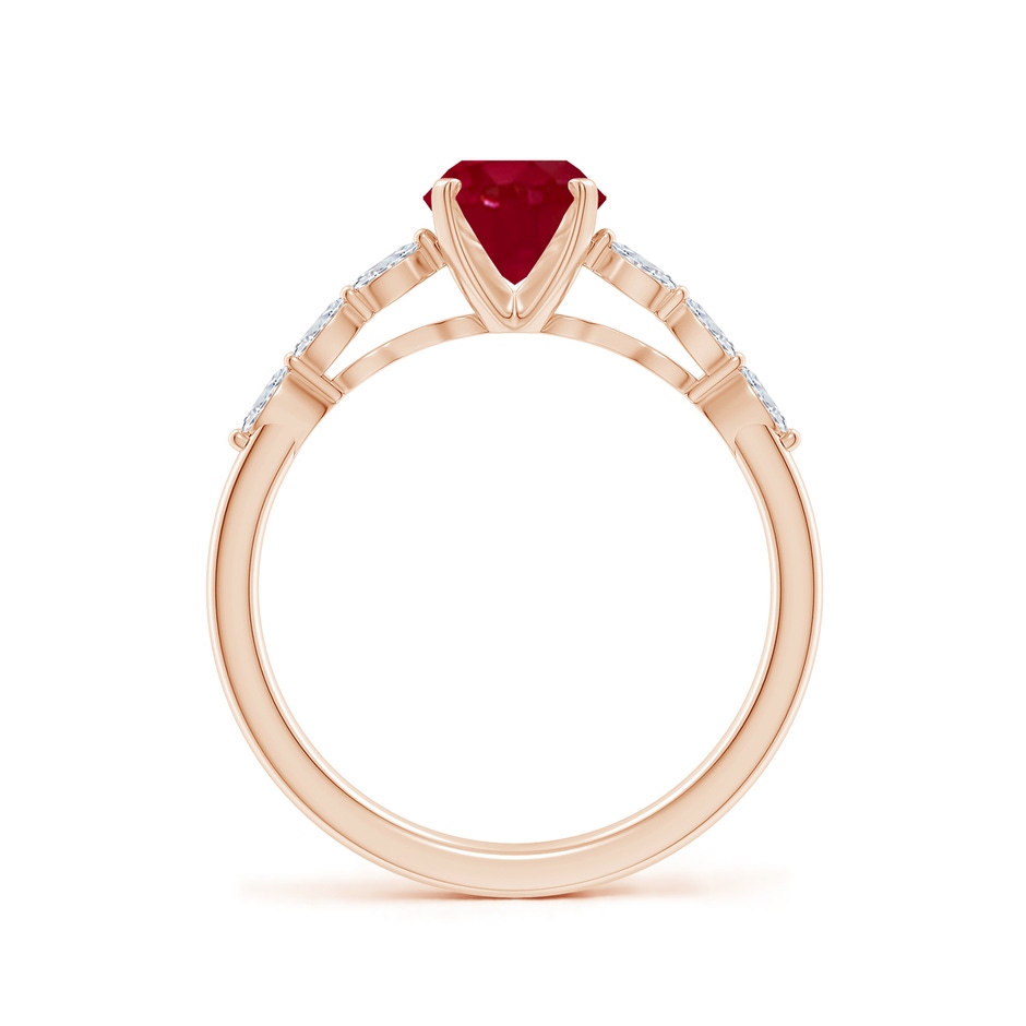8x6mm AA Oval Ruby Engagement Ring with Marquise Diamonds in Rose Gold side 199
