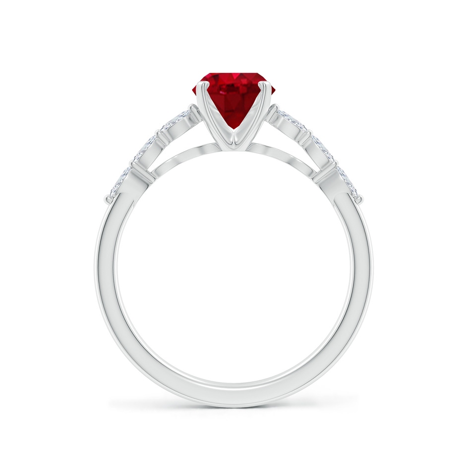 8x6mm AAA Oval Ruby Engagement Ring with Marquise Diamonds in 18K White Gold side 199