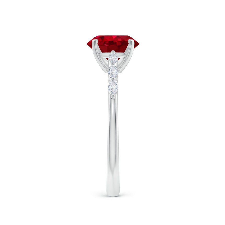 8x6mm AAA Oval Ruby Engagement Ring with Marquise Diamonds in 18K White Gold side 299