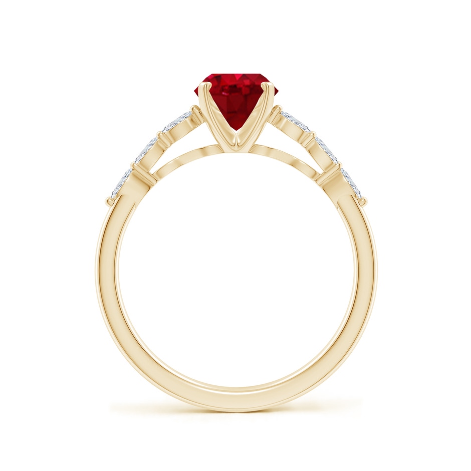8x6mm AAA Oval Ruby Engagement Ring with Marquise Diamonds in 18K Yellow Gold side 199