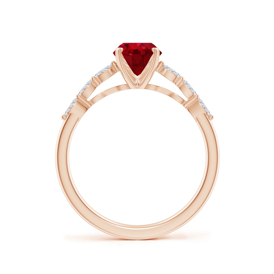 8x6mm AAA Oval Ruby Engagement Ring with Marquise Diamonds in Rose Gold side 199