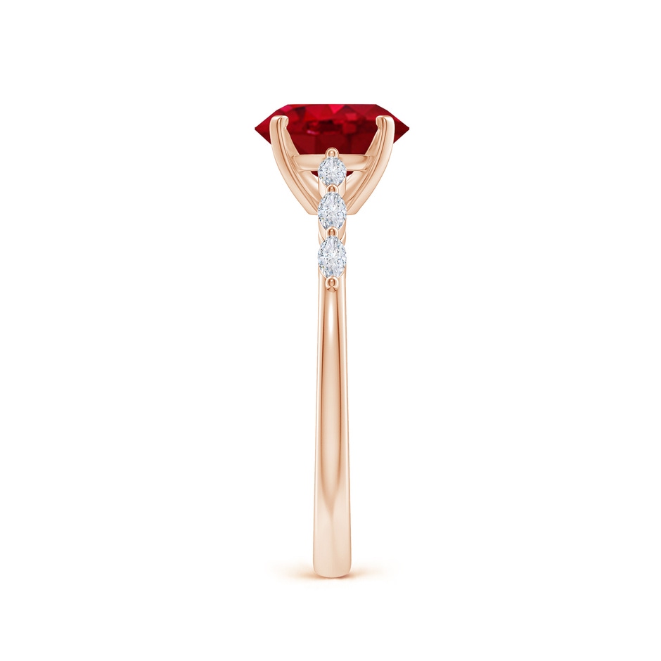 8x6mm AAA Oval Ruby Engagement Ring with Marquise Diamonds in Rose Gold side 299