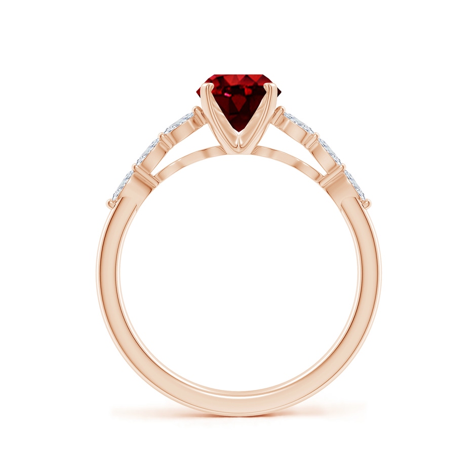 8x6mm AAAA Oval Ruby Engagement Ring with Marquise Diamonds in Rose Gold side 199