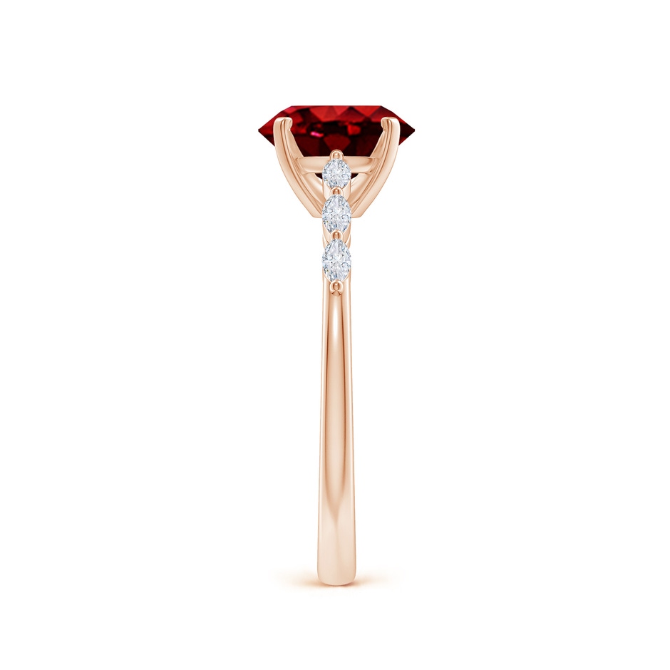 8x6mm AAAA Oval Ruby Engagement Ring with Marquise Diamonds in Rose Gold side 299