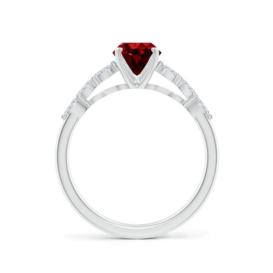8x6mm AAAA Oval Ruby Engagement Ring with Marquise Diamonds in White Gold side 199