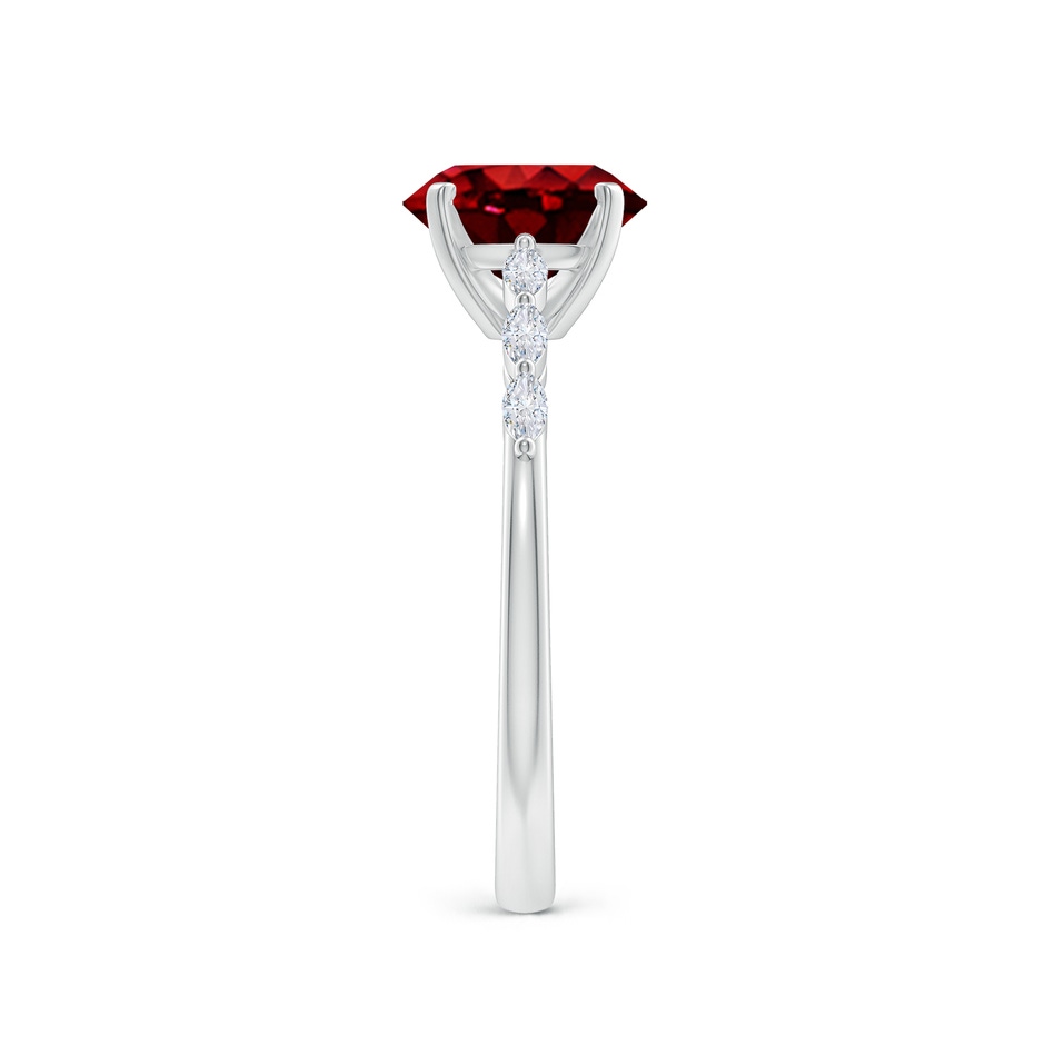8x6mm AAAA Oval Ruby Engagement Ring with Marquise Diamonds in White Gold side 299
