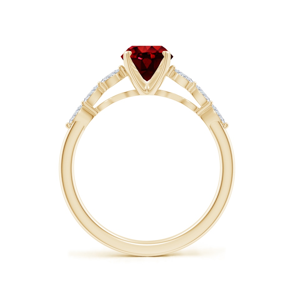 8x6mm AAAA Oval Ruby Engagement Ring with Marquise Diamonds in Yellow Gold side 199