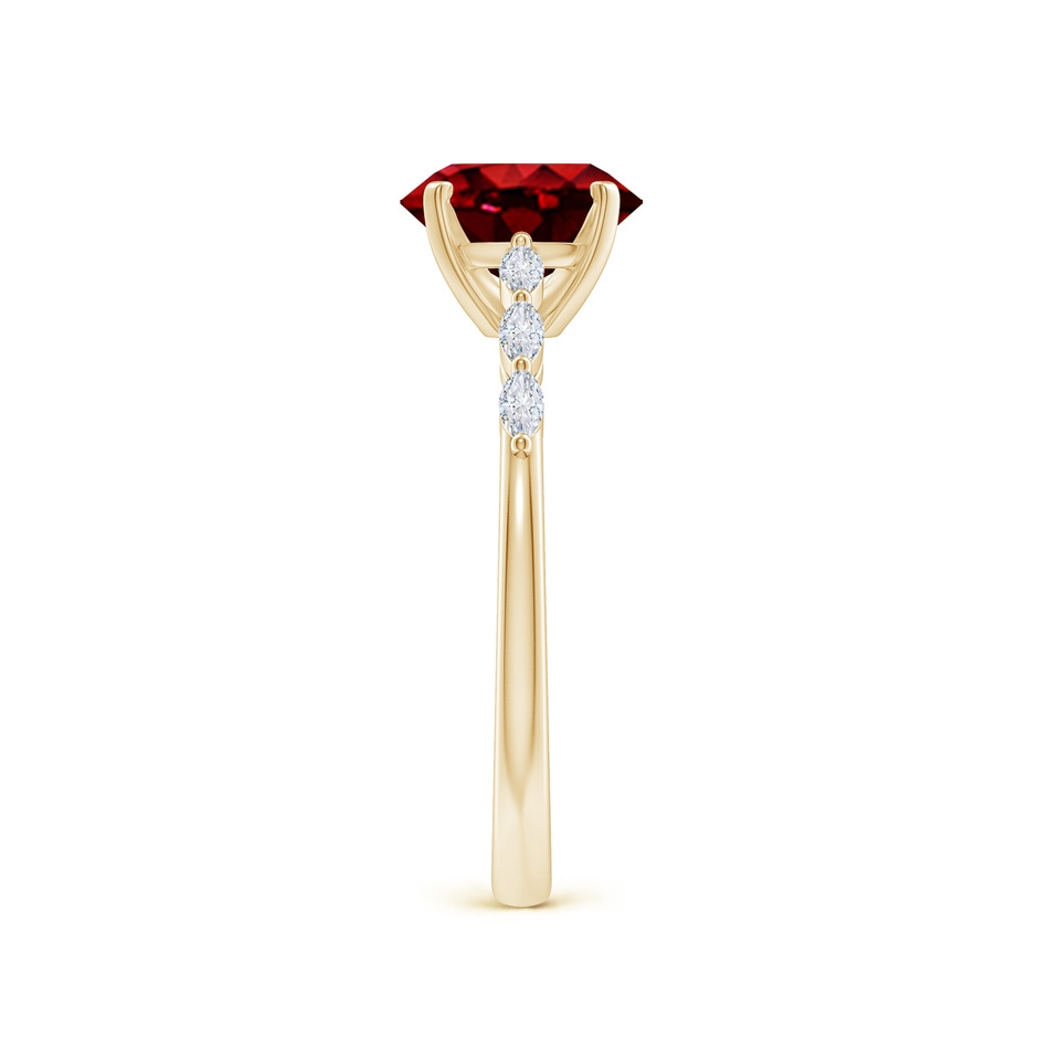 8x6mm AAAA Oval Ruby Engagement Ring with Marquise Diamonds in Yellow Gold side 299