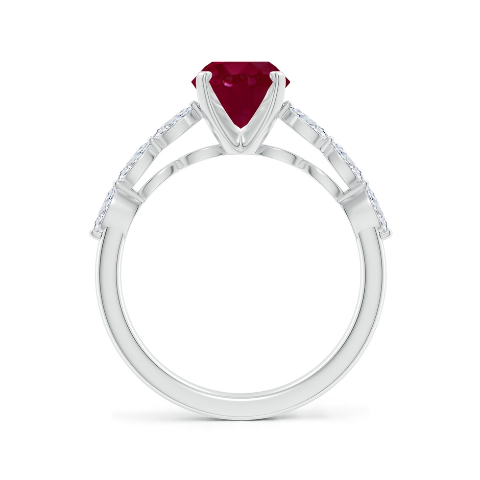 9x7mm A Oval Ruby Engagement Ring with Marquise Diamonds in P950 Platinum side 199