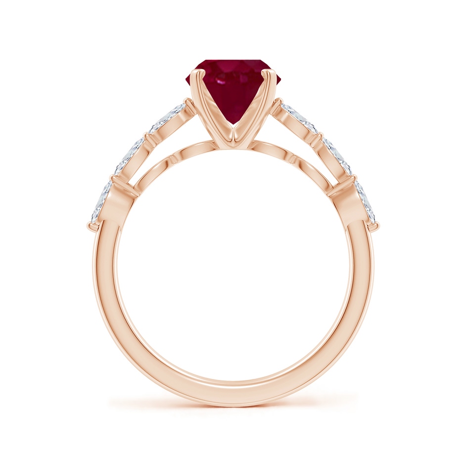 9x7mm A Oval Ruby Engagement Ring with Marquise Diamonds in Rose Gold side 199