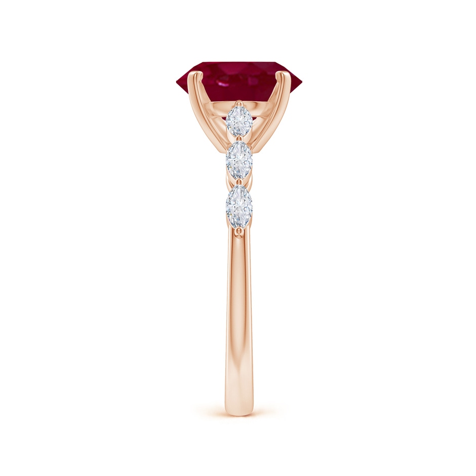 9x7mm A Oval Ruby Engagement Ring with Marquise Diamonds in Rose Gold side 299