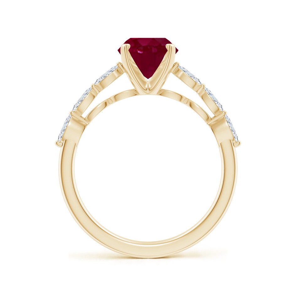 9x7mm A Oval Ruby Engagement Ring with Marquise Diamonds in Yellow Gold side 199
